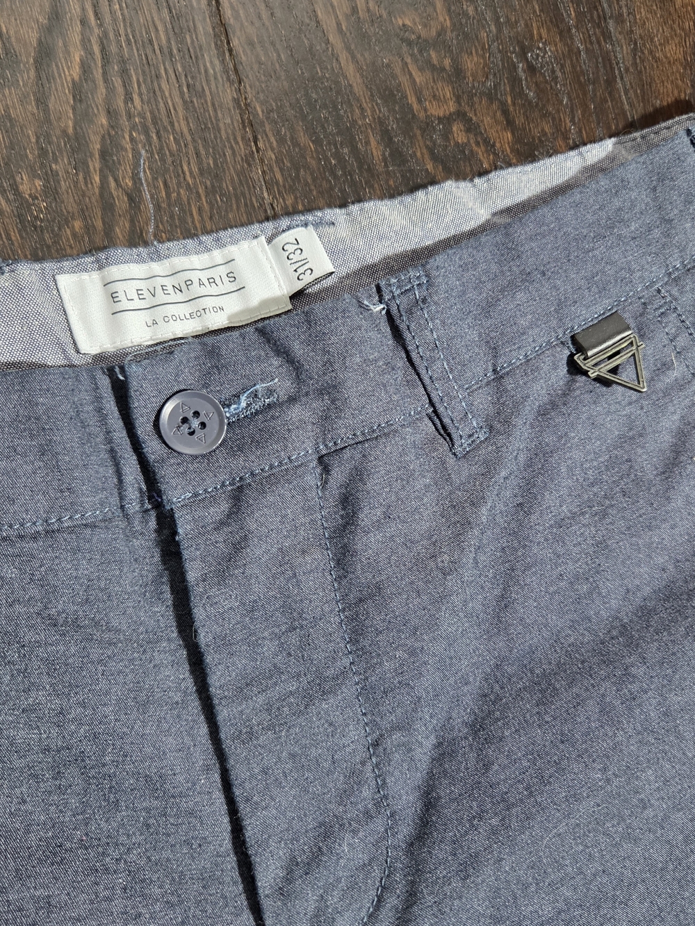 Eleven Paris Mens Gray Blue Dress Pants La Collection Slim Straight-leg 31x32